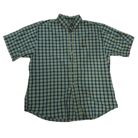 Carhartt Men's Green Blue Plaid Button Down Short Sleeve Shirt S11NVY Size XL - Picture 1 of 4